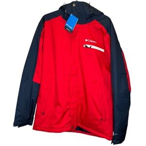 Columbia Valley Point Omni-Tech Red And Blue Winter Waterproof Men’s Jacket Sz M